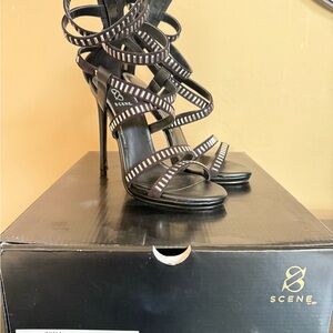 Scene Weaver Elegant Black Strappy Heels